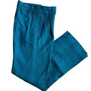 VTG 1980s Bill Haire Pants Women's Size 4 Waist 24‎ Inch Turquoise Linen Blend